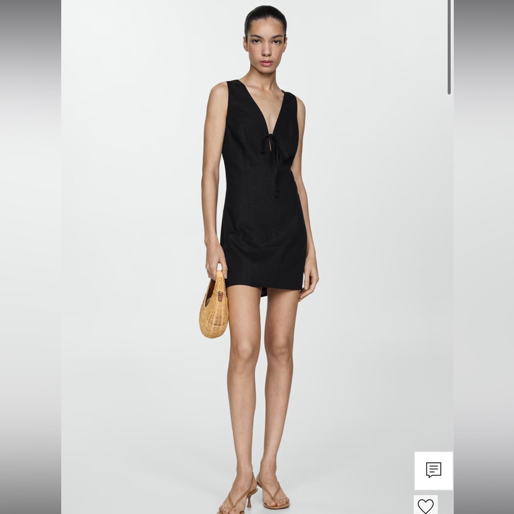 Mango Black Linen Dress